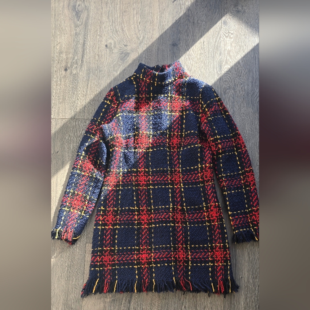 CBR-Plaid Knit Sweater Dress-M
